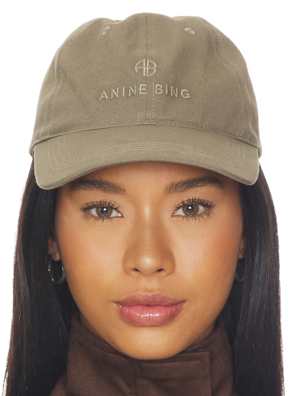 New Anine Bing Jeremy Sage Baseball Cap with Embroidered Logo One Size